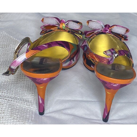 J Renee Avlynn JJ Heels Floral Satin Slingback Bow Pointed Pumps Size 11 Pink - Picture 3 of 9